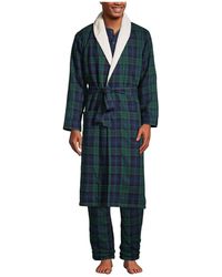 Lands' End - High Pile Fleece Lined Flannel Robe - Lyst