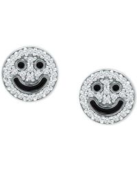 Giani Bernini - Cubic Zirconia & Enamel Smiley Face Stud Earrings In Sterling Silver, Created For Macy's - Lyst