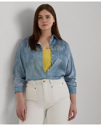 Lauren by Ralph Lauren - Plus Size Printed Charmeuse Shirt - Lyst