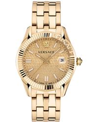 Versace - Swiss Greca Time Gold Ion Plated Stainless Steel Bracelet Watch 41mm - Lyst