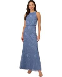 Adrianna Papell - Beaded Bloused-waist Evening Gown - Lyst