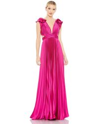 Mac Duggal - Ieena Pleated Ruffled Cap Sleeve Cut Out Lace Up Gown - Lyst