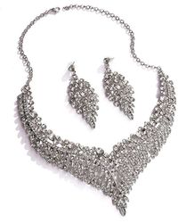 SOH - Leaf Bling Cluster Necklace And Earrings (set Of 2) - Lyst