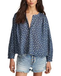 Lucky Brand - Floral-print Smocked Blouse - Lyst