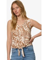 Sanctuary - Printed V-neck Sleeveless Tie-hem Tank Top - Lyst