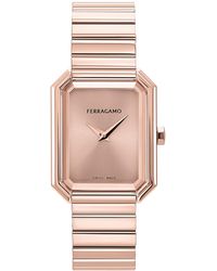 Ferragamo - Salvatore Swiss Rose Gold Ion Plated Stainless Steel Bracelet Watch 27x34mm - Lyst
