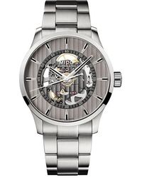 MIDO - Swiss Automatic Multifort Skeleton Vertigo Stainless Steel Bracelet Watch 42mm - Lyst