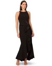 Adrianna Papell - Cascading-ruffle Crepe Gown - Lyst