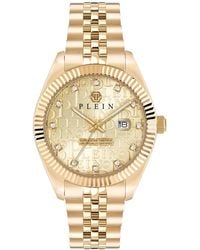 Philipp Plein - Date Superlative Gold Ion Plated Stainless Steel Bracelet Watch 41mm - Lyst