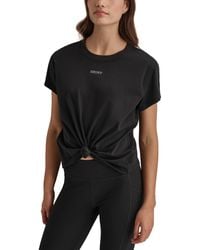 DKNY - Sport Cotton Stud Logo Knot-front T-shirt - Lyst