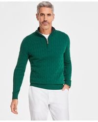 Club Room - Cable Knit Quarter-zip Cotton Sweater - Lyst