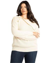 Eloquii - Plus Size Asym Button Collar Sweater - Lyst