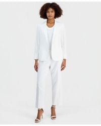Anne Klein - Linen Blend Notched Collar One Button Blazer Sleeveless Sweater Ankle Pants - Lyst