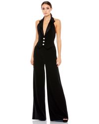 Mac Duggal - Black Tuxedo Halter Jumpsuit - Lyst