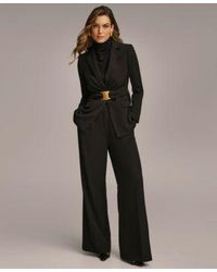 Donna Karan - Donna Karan Belted Blazer Pleat Front Wide Leg Pants - Lyst
