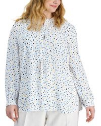 Anne Klein - Plus Size Dotted Long-sleeve Popover Tunic - Lyst