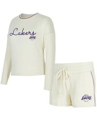 Concepts Sport - 2-piece Los Angeles Lakers Kaki Hacci Knit Long Sleeve Top And Shorts Set - Lyst