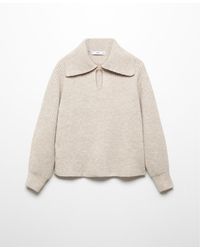Mango - Camp-collar Knit Sweater - Lyst