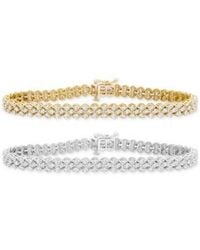 Macy's - Diamond Three Row Tennis Bracelet Collection 3 1 2 Ct. T.w. 5 1 4 Ct. T.w. In 14k White Or 6 1 2 To 9 1 2 - Lyst