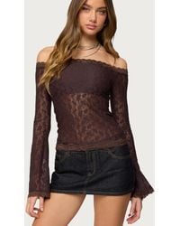 Edikted - Built In Bra Off Shoulder Lace Top - Lyst