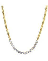 By Adina Eden - Multi Cubic Zirconia Solitaires Cuban Link Choker Necklace - Lyst