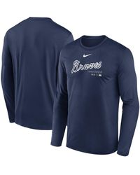 Nike - Navy Atlanta Braves Authentic Collection Practice Performance Long Sleeve T-shirt - Lyst