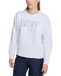 DKNY - Cotton Studded Logo Sweatshirt - Lyst
