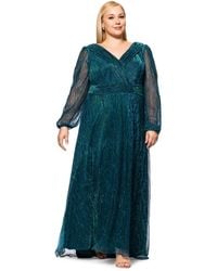 Betsy & Adam - Plus Size Metallic Pleated Split-sleeve Gown - Lyst