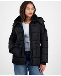 Steve Madden - Faux-fur-trim Hooded Utility-pocket Puffer Coat - Lyst