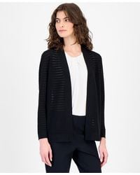 Anne Klein - Open-front Sheer-stripe Cardigan - Lyst