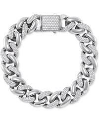 Macy's - Cubic Zirconia Pave Curb Link Chain Bracelet - Lyst