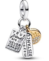 PANDORA - Sterling Silver And 14k Gold-plated Unique Metal Blend Friendship Triple Dangle Charm - Lyst