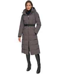 DKNY - Maxi Belted Hooded Puffer Coat - Lyst