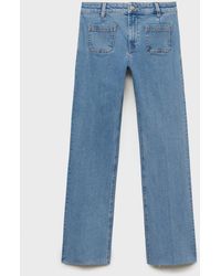 Mango - Pockets Flared Cropped Jeans - Lyst
