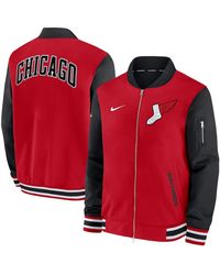 Nike - Red/black Chicago White Sox 2025 City Connect Authentic Collection Full-zip Bomber Jacket - Lyst