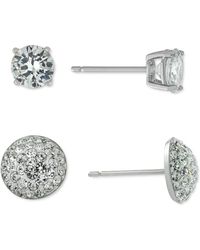 Macy's - 2-pc. Set Cubic Zirconia Solitaire & Dome Cluster Stud Earrings - Lyst
