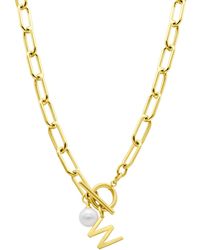 Adornia - Tarnish Resistant 14k Gold-plated Freshwater Pearl Initial toggle Necklace - Lyst