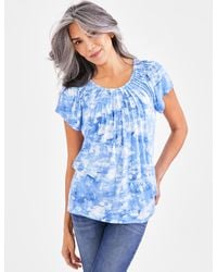Style & Co. - Pleated-neck Short-sleeve Top - Lyst