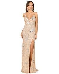 Lara - Mirror Beaded Gown With High Slit - Lyst