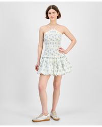 And Now This - Printed Cotton Halter Smocked Bubble-hem Dress - Lyst