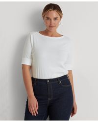 Lauren by Ralph Lauren - Plus Size Cotton-blend Boatneck Top - Lyst