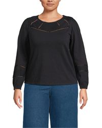 Lands' End - Plus Size Long Sleeve Slub Pintuck Top - Lyst