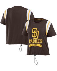 San Diego Padres WEAR by Erin Andrews Women's Front Tie T-Shirt - White