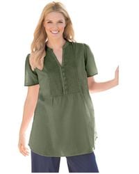 Woman Within - Plus Size Pintucked Half-button Tunic - Lyst