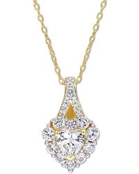 Macy's - Lab-grown White Sapphire Heart Halo 18" Pendant Necklace (2-7/8 Ct. T.w. - Lyst
