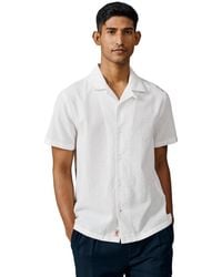 aubi - Seersucker Linen Short Sleeve Shirt - Lyst