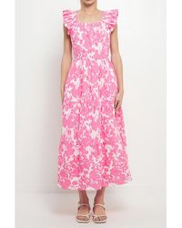 English Factory - Back Bow Floral Midi Dress - Lyst