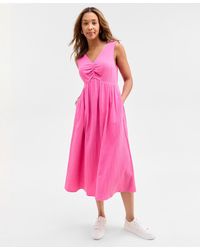 On 34th - Gauze Double V-neck Empire Midi Dress - Lyst