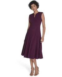 Calvin Klein - V-neck Sleeveless Midi Dress - Lyst