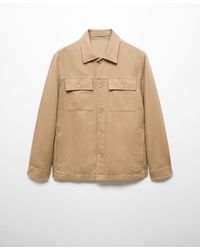 Mango - Pocket Linen Cotton Jacket - Lyst
